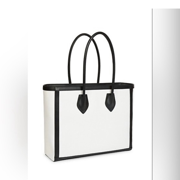 NEW WITH TAGS - B-ARMY LEATHER-TRIMMED CANVAS SHOPPER TOTE - Picture 4 of 15